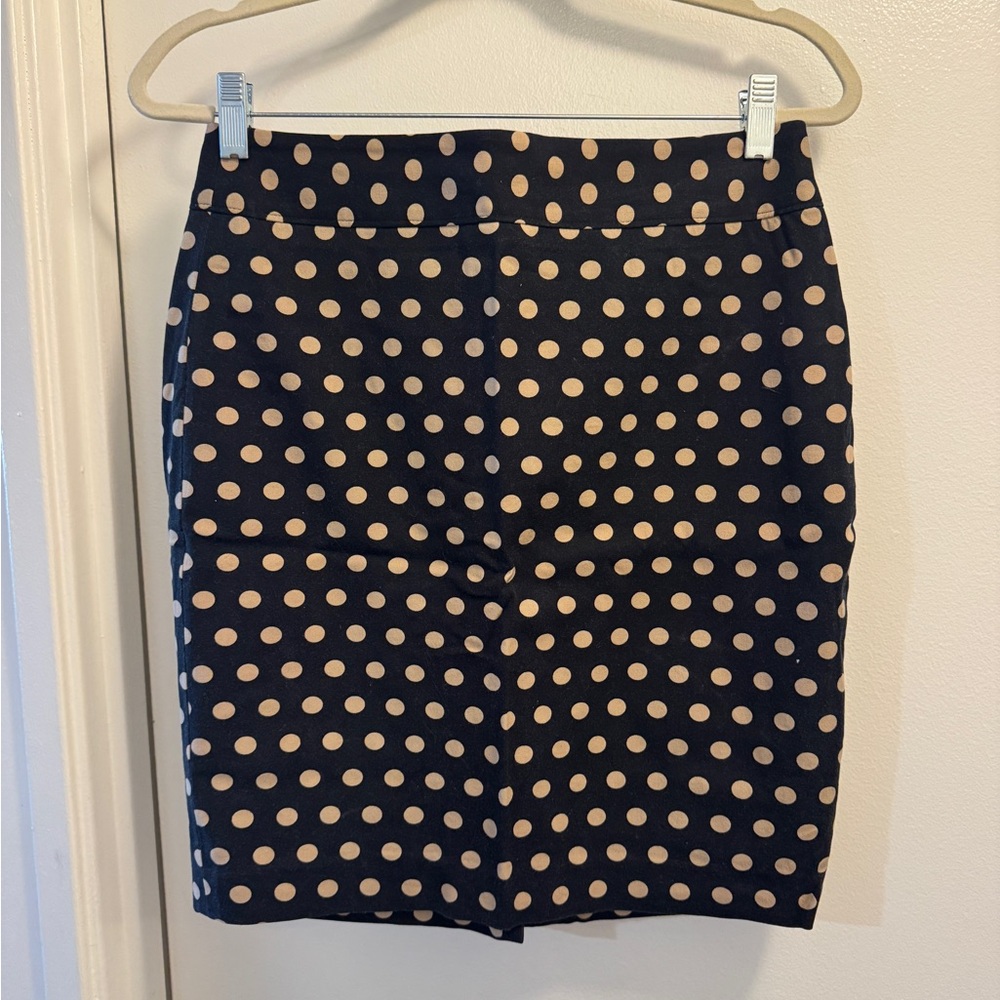 LOFT Black Skirt with Cream Polka Dots